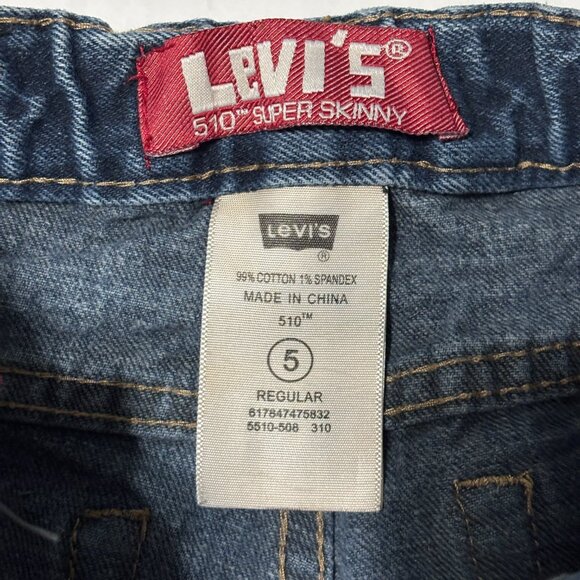 Lot 3 Levi’s Kids Boys 5 Regular 510 Super Skinny Jeans Blue Striped Distressed‎ - Picture 11 of 16
